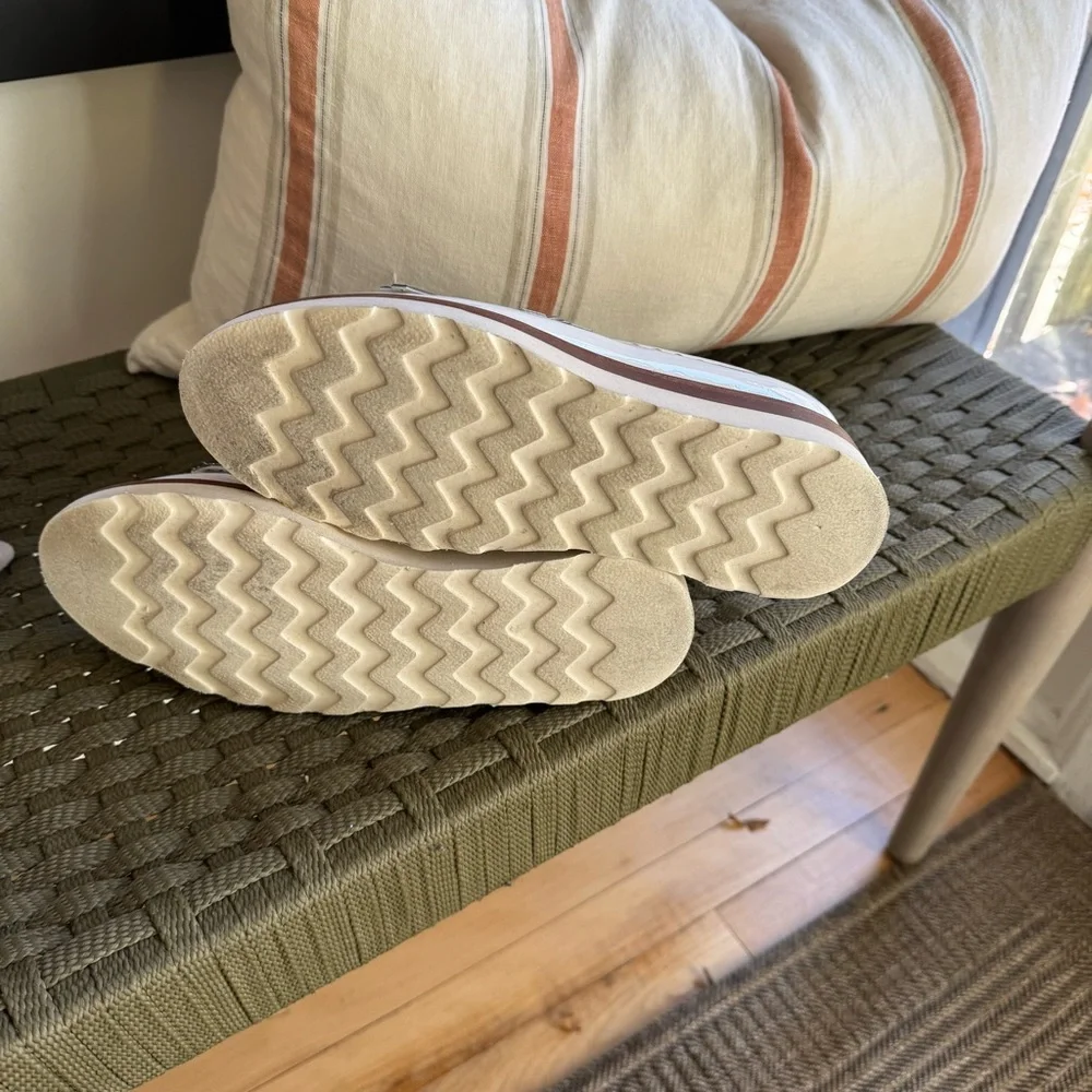 The Office of Angela Scott Mr. Pennywise White Metallic Fringe Wedge Loafer - Picture 5 of 8